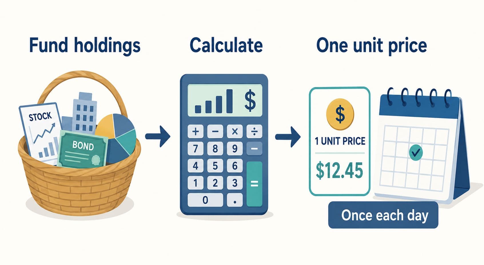 A mutual fund calculates one unit price from the value of its assets and costs