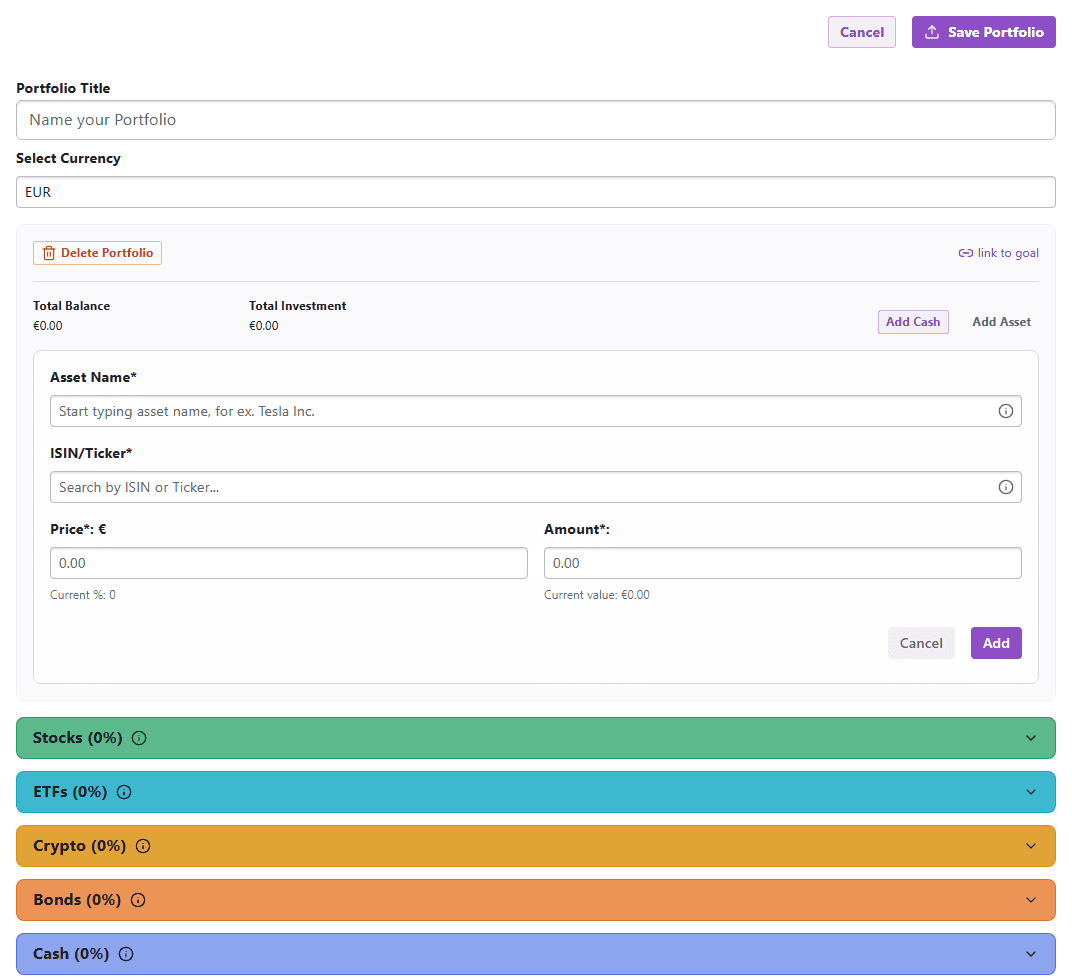 Create portfolio form