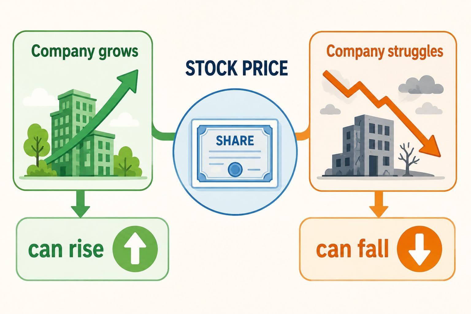 A stock connects your money to a company's results